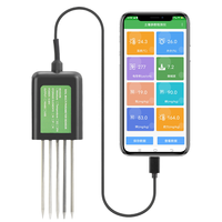Capteur de sol NPK intelligent 7-en-1 en plastique avec écran LCD et piles AAA |   Analyseur d'humidité, de température et de pH EC avec interface USB pour