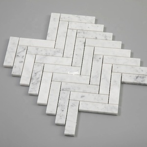 Mosaico de Chevron blanco Azulejo de mármol Baño Cocina Pared al aire libre Mosaico Mosaico de azulejos de China - Product Image 4