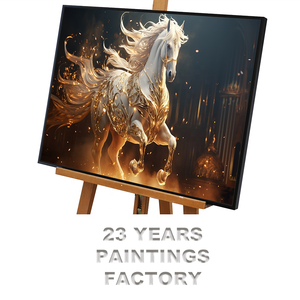 Grandes toiles décoratives imprimées en usine : tableaux de chevaux avec montagnes et eaux, art mural - Product Image 2