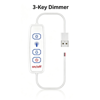 Kit de bande LED COB à gradateur 3 touches USB 5V, haute luminosité, IP20, cuivre, 5M, 50000H, multicolore, auto-adhésif, pour décoration de meuble TV