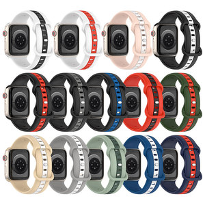 EraysunHot – <span class=keywords><strong>Bracelet</strong></span> en Silicone intelligent bicolore pour iWatch, 38mm, 41mm, 42mm, 44mm, 45mm, <span class=keywords><strong>Bracelet</strong></span> de remplacement en caoutchouc - Product Image 1