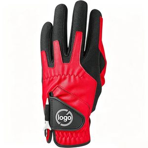 Guantes de golf con logotipo impreso personalizado para hombre, guantes de golf transpirables de cuero Cabretta con clip para tee de golf integrado - Product Image 1