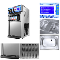 Machine à Glace Automatique 3 Saveurs, Machine à Glace Soft Serve Commerciale pour Entreprise, Camion à Glaces