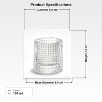 Gobelet en verre de luxe transparent à motif treillis gaufré, à paroi épaisse, anti-fuite, compatible lave-vaisselle, vente en gros personnalisée
