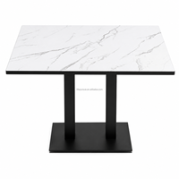 Meubles de salle à manger Lifepursue, table carrée en MDF, aspect marbre blanc, table double pour restaurant