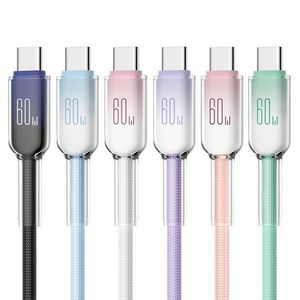 สายชาร์จเร็วแบบใส สายถักไนลอน 60W Type C to C สำหรับชาร์จและถ่ายโอนข้อมูล อุปกรณ์เสริมมือถือ - Product Image 5