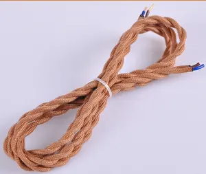 Câble électrique en tissu torsadé avec doublure en coton, cordon tressé, brun clair, m