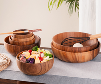Cuencos de Madera de Nogal y Roble, Platos de Fruta Extra Grandes, Cuencos de Madera para Niños, Vajilla para Picnic, Venta al por Mayor