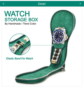 Usine directe en stock qualité en cuir véritable boîtier de <span class=keywords><strong>montre</strong></span> <span class=keywords><strong>montre</strong></span>-bracelet boîte de rangement <span class=keywords><strong>montre</strong></span> en cuir boîte de poche avec fermeture éclair - Product Image 2
