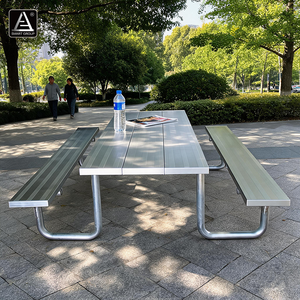 Waterproof Outside Restaurant Dinning <b>Tables</b> <b>and</b> <b>Chairs</b> Party Park Beach Picnic <b>Outdoor</b> <b>Table</b> Aluminum Picnic <b>Table</b> With Benches - Product Image 3