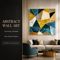 Cadre d'art mural en verre noir doré nordique moderne, peinture en aluminium pour décor de bureau ou d'hôtel
