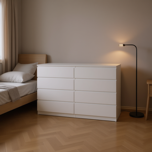 Comò Bianco a 6 Cassetti in MDF, Design Minimalista, Mobile Contenitore per Camera da Letto, Autoportante - Product Image 2