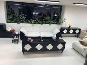 Meuble TV de salon grande capacité, meuble TV en bois massif, design coquille style Mid-Century, centre de divertissement - Product Image 4