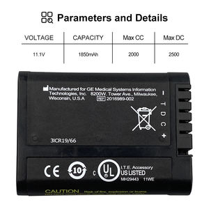 11.1V 1850Mah 2016989-002 Dr203 Batterij Voor <span class=keywords><strong>Ge</strong></span> Mini Dash-Solar 8000i Patiënt Ecg <span class=keywords><strong>Monitor</strong></span> Vervanging - Product Image 4