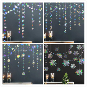 Bannière étoile arc-en-ciel 4m, en papier, magique, rond, fleur, étoile, lune, drapeau, <span class=keywords><strong>anniversaire</strong></span>, fête de mariage, décoration de lieu, vente en gros - Product Image 2
