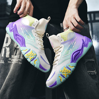 Zapatillas de Baloncesto Juveniles de Caña Alta con Parte Superior de Malla en Color Degradado, Suela de Goma Antideslizante y Amortiguación de Impactos para Entrenamiento Deportivo