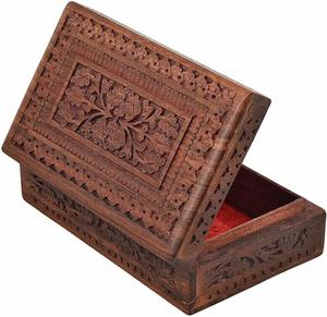 Caja de Almacenamiento de Madera con Diseño Floral, Cajas de Embalaje de Madera de Primera Calidad, Caja de Almacenamiento de Madera Ecológica de Forma Rectangular para Regalos y Manualidades - Product Image 3