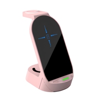 Support de charge magnétique sans fil 4 en 1, chargeur de téléphone 15W avec logo lumineux et indicateur LED pour montre, écouteurs et téléphone portable