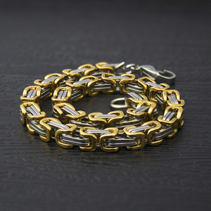 Aceworks Stainless Steel <b>Byzantine</b> Chain <b>Bracelet</b> | 18K Gold Plated Silver & Black Hip Hop Party <b>Bracelet</b> - Product Image 3