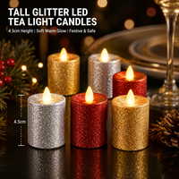 Bougies chauffe-plat LED scintillantes de 4,5 cm, flamme vacillante jaune chaud, sans flamme, à piles CR2032, écologiques, pour la décoration de la maison et le Diwali