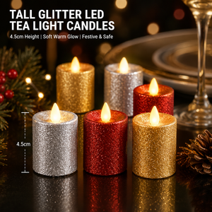 Bougies chauffe-plat LED scintillantes de 4,5 cm de haut, flamme vacillante jaune chaud sans flamme avec piles CR2032 pour la décoration de Noël - Product Image 3