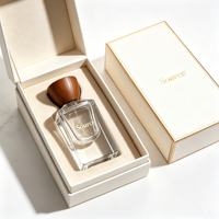 Flacon de parfum en verre carré vide de luxe personnalisé de 50 ml et 100 ml avec boîte d'emballage, flacon de parfum en verre de 30 ml avec bouchon en bois