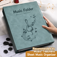 Porte-partitions en cuir A4 avec clip, classeur à levier pour partitions de guitare et piano, avec pochettes transparentes
