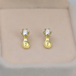 Personalized S925 Silver Fan-Shape Semi-Finished <b>Earrings</b> for Women Trendy Pearl Hollow <b>Holder</b> DIY <b>Earring</b> - Product Image 2