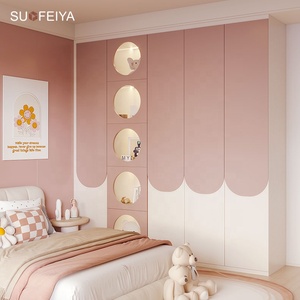 Home Kids Furniture Custom <strong>Small</strong> Size Pink <strong>Wooden</strong> Wardrobe Closet <strong>Cupboards</strong> for Girls Bedroom - Product Image 3