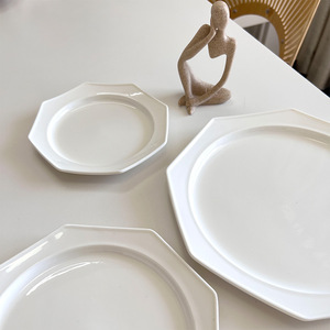 Solhui – assiettes en céramique octogonales blanches pour Restaurant, vente en gros - Product Image 5