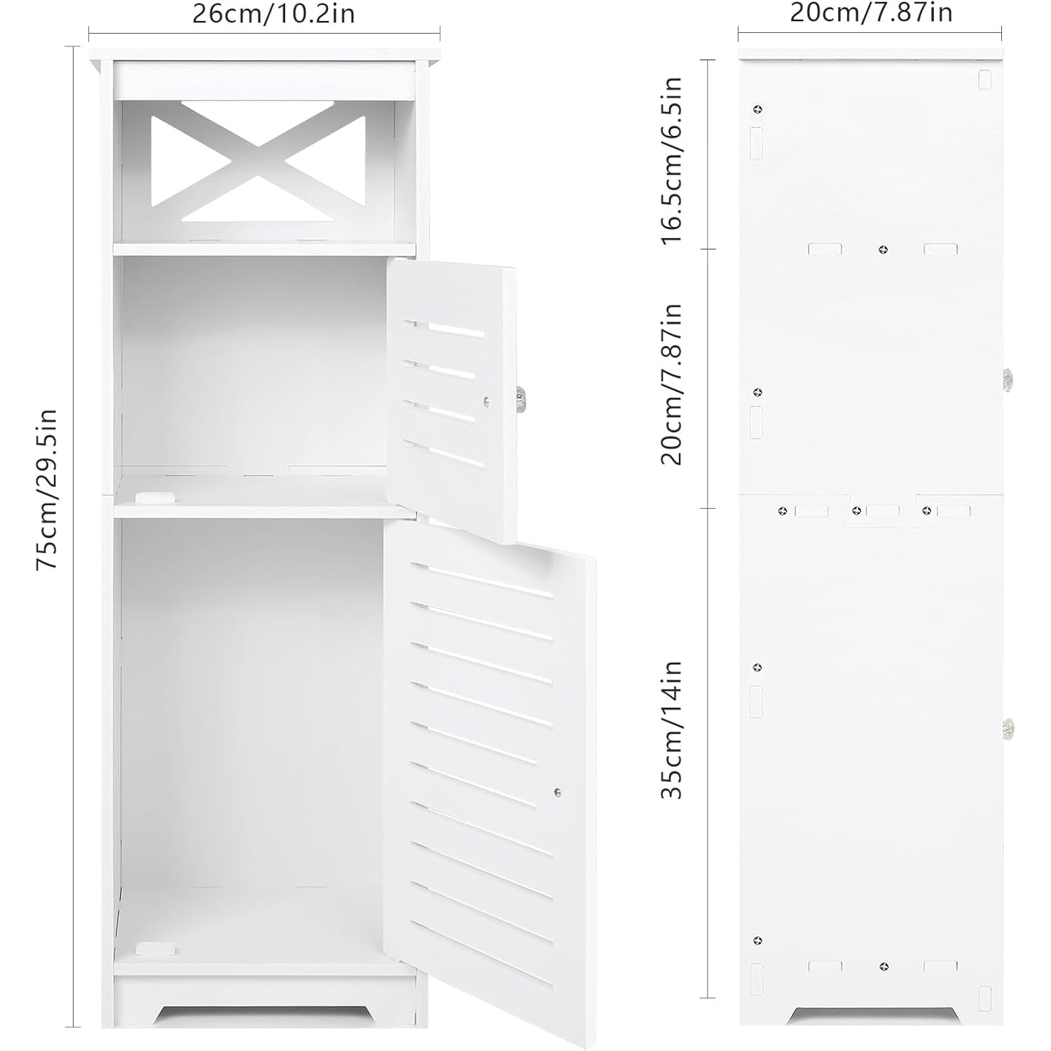 Meuble-lavabo de salle de bain à double porte et à plusieurs niveaux, 75*26*20cm