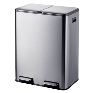 Poubelle de cuisine anti-odeur 60L avec double bac intérieur en acier inoxydable, poubelle de recyclage avec pédale - Product Image 2