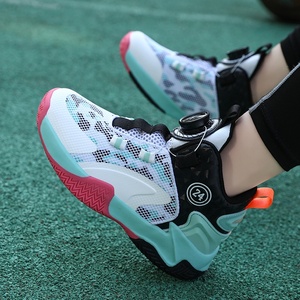 Scarpe da basket per bambini autunno-primavera con chiusura stringata, in mesh traspirante, punta tonda, scarpe sportive all'ingrosso con fibbia rotante - Product Image 4
