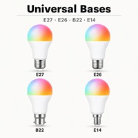 Akıllı LED Ampul 4'lü Paket RGB Renk Değiştiren A60 9W Uygulama Kontrollü Ev & Otel Kullanımı E27/E26/B22/E14 85-265V Kısılabilir