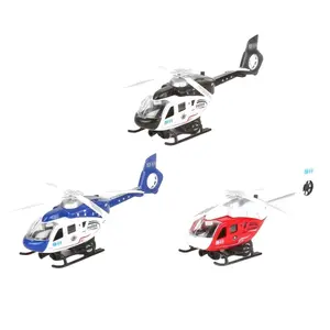 Hot Selling Diecast DIY Mini Alloy Helicopter Model Pull Back Metal Toy Door Opening With Sound And Light