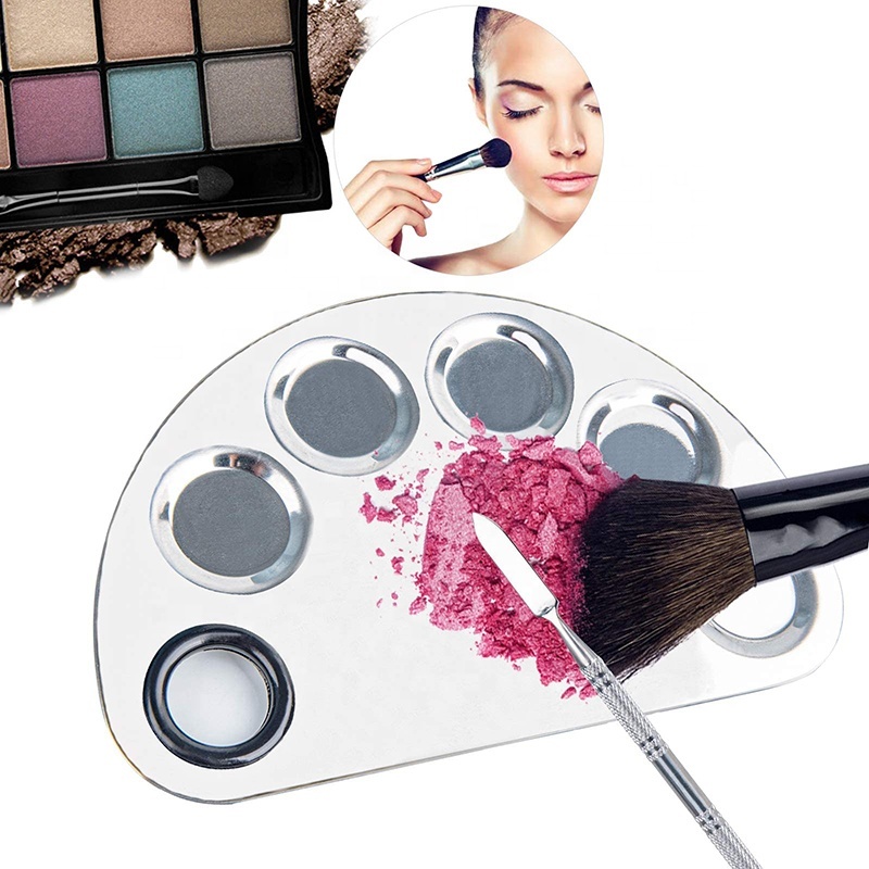 Make-up-Palette Aus Edelstahl Mit Spatel – Silber, Zum Mischen Von Foundation, Lidschatten & Nagellack