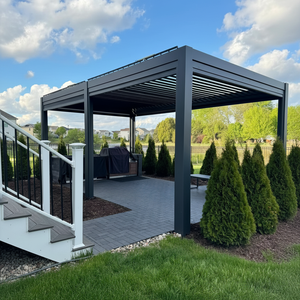 Pabellón <span class=keywords><strong>de</strong></span> Jardín Inteligente Eléctrico Impermeable <span class=keywords><strong>de</strong></span> Aleación <span class=keywords><strong>de</strong></span> Aluminio Cuadrado <span class=keywords><strong>con</strong></span> Puerta Corredera <span class=keywords><strong>de</strong></span> Vidrio y Techo <span class=keywords><strong>de</strong></span> Lamas Ajustables - Product Image 4