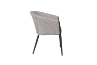 Fauteuil de patio à pieds en métal noir, tissu gris mélangé résistant aux intempéries, chaise de salle à manger moderne, chaise de bistrot, chaise de restaurant, chaise tubulaire 340MS-H45-ALU-FA