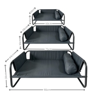 Lit surélevé pour chien, design moderne et élégant, structure en métal et tissu durable, amovible, lavable, respirant, pour intérieur/extérieur, grand lit pour chien