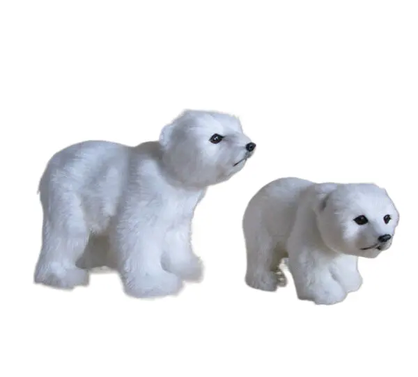 Simüle sevimli beyaz küçük kutup ayısı statik modeli çocuklar için el sanatları peluş hayvan oyuncaklar veya ev noel ağacı dekorasyon