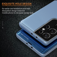 Coque de téléphone portable ultrafine, vue miroir en cuir, pour Samsung Galaxy S20 S21 Ultra