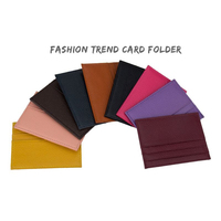 Dompet Kartu Minimalis Tipis Kulit PU, Kantung Kartu Custom RFID, Tempat Kartu Kredit dan Paspor