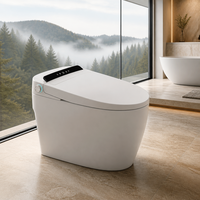 WC intelligent certifié ETL 220V avec siphon en S/en P, commande vocale, chasse d'eau automatique par capteur, bidet, télécommande, siège chauffant, cuvette carrée, à poser au sol