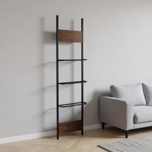 Moderno Toallero Industrial <span class=keywords><strong>de</strong></span> 3 Niveles con Forma <span class=keywords><strong>de</strong></span> Escalera, Estantes <span class=keywords><strong>de</strong></span> Almacenamiento Multifuncionales <span class=keywords><strong>de</strong></span> Metal y <span class=keywords><strong>Madera</strong></span> Duraderos <span class=keywords><strong>para</strong></span> Baño y Dormitorio - Product Image 4