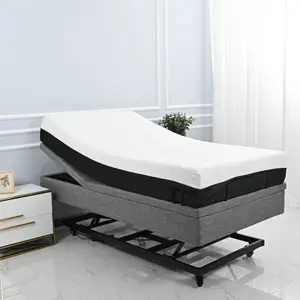 Home Furniture King Single Wireless Remote German Okin 3 Motor Hi Low Electric Adjustable Bed with Rolled Vacuumed Mattress
