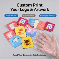 Gants jetables en PE imprimés sur mesure, logo OEM disponible, gants en plastique légers pour salon et restauration