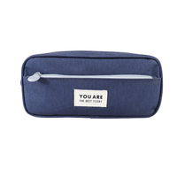 Estuche Escolar Personalizado Azul Marino de Gran Capacidad con Doble Cierre, Multifuncional, para Niños, Hecho de Tela de Poliéster