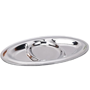 DFU0128 Bandeja de Comida Portátil de Acero Inoxidable con Tres Compartimentos en Forma de Huevo para Acampar y Hacer Picnic al Aire Libre - Product Image 1