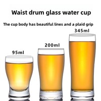 Tasse d'eau en verre transparente de tambour de taille d'usine de source pour boire du jus de boissons ou de la bière artisanale