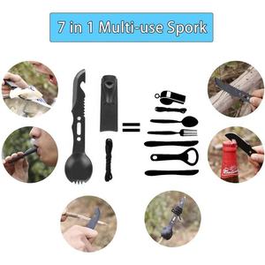 Kit d'outils de survie 21 cm, équipement d'urgence multifonctionnel pour l'extérieur, ensemble d'équipement de premiers soins en acier inoxydable pour la nature sauvage - Product Image 3